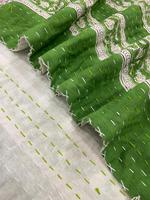 Couvre-lit/Plaid/Couette Kantha brodé floral 100 % coton, fait main en Inde, écologique, imprimé au bloc, pour la maison et l'hôtellerie (vente en gros)
