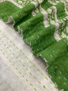Wholesale Indian Handmade 100% Cotton Eco-Friendly Floral Embroidered Kantha Block Print Bedspread <b>Throw</b> <b>Quilt</b> Home Hotel - Product Image 1