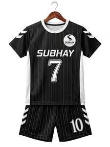 Conjunto de Camiseta de Fútbol SUBHAY para Hombre, Negra con Rayas, Manga Corta, Cuello Redondo, Absorbe la Humedad, 100% Poliéster, Ajuste Atlético, para Todas las Temporadas - Product Image 5