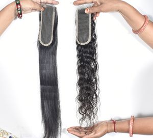 Extensiones de Cabello Humano Indio 100% de la Mejor Calidad, Cierre Liso Virgen de Color Natural, Doble Trama a Máquina, Cutícula Alineada, Venta al Por Mayor - Product Image 3