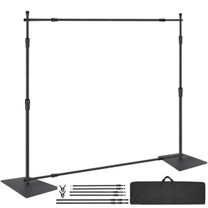 Kit per fondali con tubi rinforzati 3x3m con base in acciaio al carbonio, supporto regolabile e 6 morsetti per fondali - Product Image 1