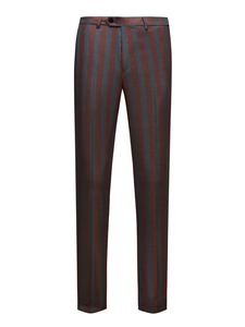 ACCEPT LUXE Men's <b>Red</b> Gray Striped Single Breasted Windproof <b>Suit</b> Set British Style Wool Polyester Blend Notched Collar Regular - Product Image 5