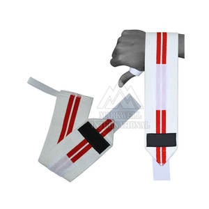 สายรัดข้อมือยกน้ำหนักแบบกำหนดเองยอดนิยม สายรัดข้อมือผ้าฝ้ายแบบกำหนดเองสำหรับยกน้ำหนัก - Product Image 2