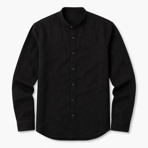 Chemise d'été respirante pour homme en lin uni, col à revers boutonné, manches longues, coupe classique, décontractée et professionnelle, OEM ODM, logo personnalisé - Product Image 3