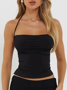 Women Solid O-Neck Sleeveless Tank <b>Top</b> Casual Satin Knitted Cotton Breathable Quick Dry Eco-Friendly 3D Embroidery Regular - Product Image 1