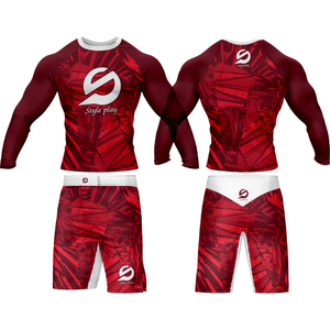 ชุดแรชการ์ดสีแดงแบบรัดรูปสำหรับฝึกซ้อม MMA และกีฬาในยิม - Product Image 6