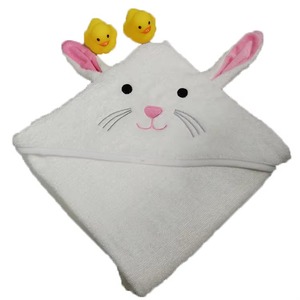 Toalla con capucha azul para bebé con orejas de conejo, tela de rizo suave y absorbente, toalla de baño para recién nacidos. - Product Image 2