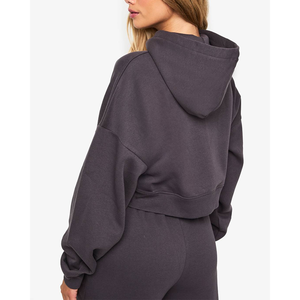 Veste à capuche zippée de haute qualité, style streetwear, en polaire unie, coupe oversize, en pur coton, pour l'entraînement en extérieur, sans cordon - Product Image 6
