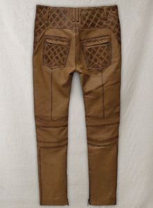 กางเกงหนังสีแทนแบบเผาไหม้สไตล์เอาท์โลว์ - Product Image 3