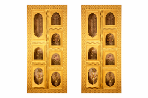 Decoración de Escenario para Boda Rajasthani Real con Paneles de Espejo Elegantes, Fondo de Escenario Nupcial Dorado de Lujo, Decoración de Escenario Personalizada - Product Image 3