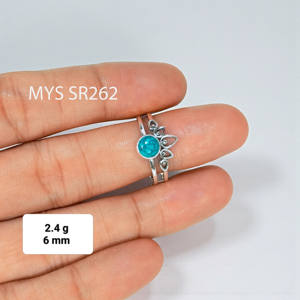 แหวนเงินแท้ 925 น้ำหนักเบา ประดับด้วยพลอยเทอร์ควอยซ์ ราคาขายส่ง - Product Image 1