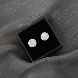 Pendientes de Plata de Ley 925 con Moissanita Redonda VVS, Diseño de Racimo, con Cierre de Rosca, Estilo Hip Hop, Joyería Unisex - Product Image 1