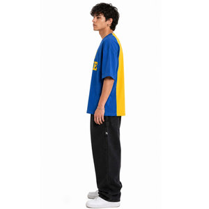 Camiseta Oversize para Hombre con Bloques de Color, Manga Corta, Cuello Redondo, Algodón Jersey, Estampado de Letras 'Stay Humble', Estilo Casual, con Relieve - Product Image 5