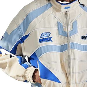 Polyester/Coton Toile Crop Bomber Veste pour Hommes Personnalisé Applique Broderie Fermeture À Glissière Lettre pour Les Motocyclistes - Product Image 5