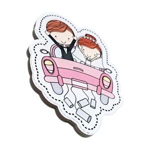 Décoration de voiture pour jeunes mariés, aimant de réfrigérateur en acrylique irrégulier, autocollant magnétique - Product Image 3