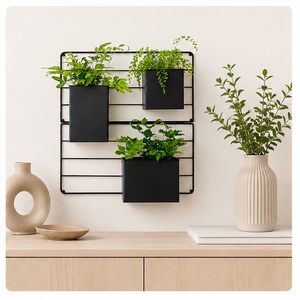 Modern <b>Garden</b> Wall Planter Black Metal Wall Mounted <b>Hanging</b> Herb <b>Garden</b> for Indoor & Outdoor Modular for Home Balcony Decor - Product Image 3