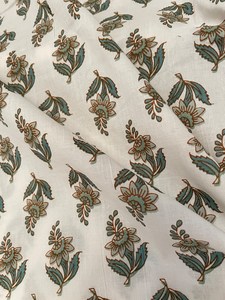 White Floral Buti Hand Block Print Cotton <b>Fabric</b> Soft Indian Cotton Dress Material <b>Fabric</b> by Yard Wholesale - Product Image 3