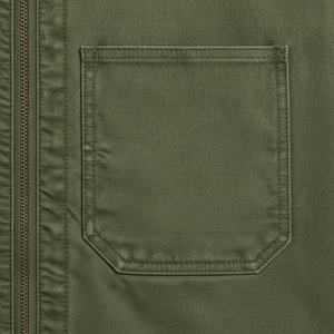 Veste de travail en toile vert olive pour homme avec fermeture éclair et poches plaquées - Product Image 6