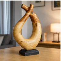 Sculpture abstraite en bois écologique contemporaine, art artisanal, décoration pour mariage, salon, présentation sur table