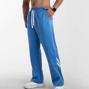 Pantalon de jogging décontracté pour homme, coupe décontractée, jambe droite, style streetwear américain, en molleton épais rayé, avec cordon de serrage, grandes tailles - Product Image 1