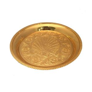 Plateau de service artisanal en laiton, décoratif, vintage, en métal, pour l'hôtellerie, la restauration, la cuisine, les mariages, les fêtes, les présentations - Product Image 5