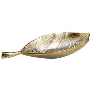 Bandeja de Metal Plateada con Forma de Hoja de Aluminio para Servir Frutas, Dulces, Nueces y Bocadillos, Ideal como Centro de Mesa para Bodas - Product Image 2