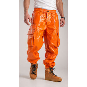 กางเกงคาร์โก้หนัง PU สำหรับผู้ชาย ทรงเอวติดกระดุม สไตล์สตรีท  รักษ์โลก ระบายอากาศได้ดี คุณภาพสูง - Product Image 3