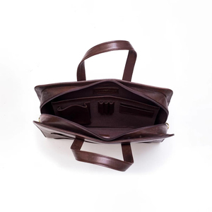 Sac pour ordinateur portable de luxe en cuir véritable de qualité supérieure pour homme, marron, sacoche de bureau, sac messager, double poignée, fermeture à glissière, léger - Product Image 3