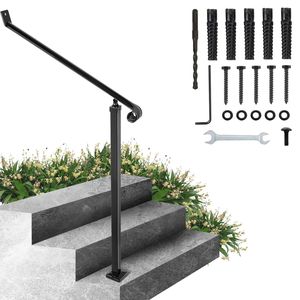 Ringhiere in Ferro Battuto per Esterni a 2-3 Gradini, Ringhiere Nere in Ferro per Scale, Eleganti Ringhiere da Parete per Scale - Product Image 5