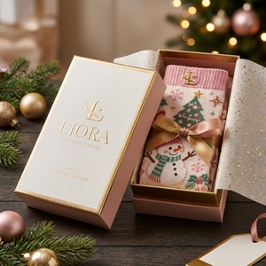 Chaussettes à thème de Noël avec emballage cadeau, chaussettes de fête festives, chaussettes confortables en tissu tricoté, motifs saisonniers mignons - Product Image 3