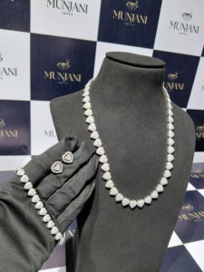 Parure de bijoux tennis en argent sterling 925 avec moissanite en forme de cœur, collier, bracelet et boucles d'oreilles clous en moissanite VVS, passe le testeur de diamant - Product Image 3
