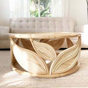 Muebles de ratán sostenibles, mesas auxiliares de estilo bohemio, mesa de centro con forma de hoja, mesa decorativa para sala de estar o dormitorio - Product Image 4