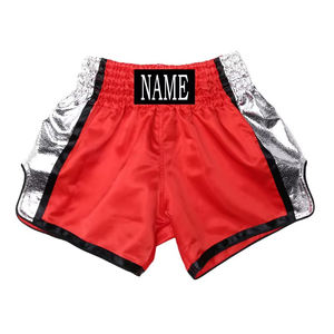 High Quality Thai Shorts OEM Manufacturing Custom Logo <b>Athletic</b> Fit Breathable Satin Fabric Training Shorts for Gym - Product Image 4