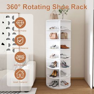 Scarpiera Girevole a 7 Livelli Autoportante, Organizzatore Rotante a 360 Gradi in Materiale PP, Contiene 28 Paia di Scarpe e Borse - Product Image 6