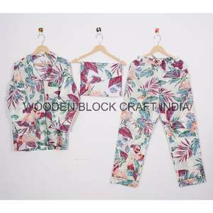 Ensemble de pyjama de luxe 100% coton biologique pour femmes, motif floral, vêtements de nuit doux et respirants pour toutes les saisons, cadeaux pour demoiselles d'honneur - Product Image 6