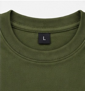 T-shirt en coton vert olive pour homme, manches courtes, col rond, coupe classique, couleur unie, style jersey tricoté - Product Image 5