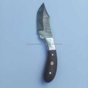 Cuchillo de hoja fija para exteriores de acero de Damasco con mango de madera y Funda de cuero para caza y Camping OEM personalizable - Product Image 6
