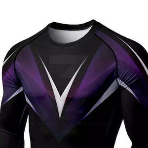 <b>Compression</b> Fit Gym <b>Men</b> Rash Guard <b>for</b> Bjj Grappling Training High Elasticity Moisture Wicking Full Sleeve Spandex/Polyester - Product Image 3