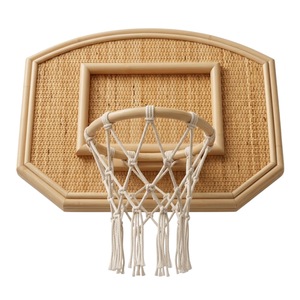 Trendy Rattan Basketball Backboard Kids <b>Room</b> Wall Hanging Handmade Wicker Sport Toy for Nursery and Playroom Decor Piece - Product Image 3
