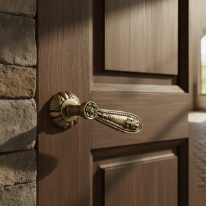 Manija de Puerta Floral Moderna de Latón |   Manija Decorativa para Puertas de Apartamento, Diseño Clásico para Entrada de Hogar y Oficina, 5 Pulgadas - Product Image 3