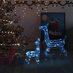 Renos Acrílicos Azules Decorativos con Luces Pequeñas de Navidad - Product Image 1