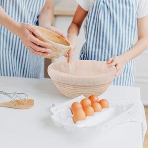 Handwoven Rattan Banneton <b>Basket</b> with Liner New Round Sourdough Proofing <b>Basket</b> for <b>Bread</b> Dough Fermentation - Product Image 6