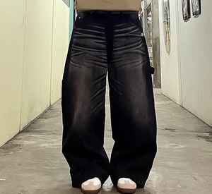 Black Baggy Stonewashed Denim <b>Jeans</b> for <b>Men</b> & Unisex Casual Breathable Eco-Friendly Oversized Loose Fit - Product Image 4