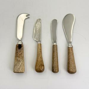 Juego de Cuchillos para Queso de Acero Inoxidable con Mango de Madera, Juego de 4 Cuchillos para Servir Queso - Product Image 3