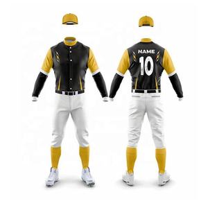 Full Button <b>Men's</b> Baseball Jersey Silk/Nylon Breathable Custom Team Logo Blue Striped Uniform - Product Image 6