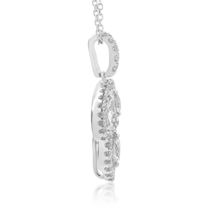 Collier pendentif en diamant marquise en forme de fleur pour femme, argent 925 plaqué rhodium, chaîne de luxe - Product Image 3