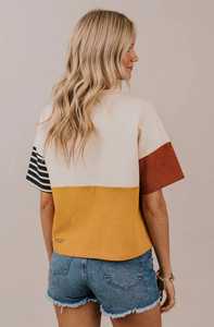 110 APPARELS Women's 100% Cotton Jersey Color Block Short Sleeve Crew Neck <b>T</b>-<b>Shirt</b> with Pocket - Product Image 4