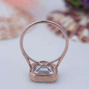 Bague plaquée or 14 carats certifiée, style européen classique, avec serti en clos de type pont de cathédrale, en Moissanite Asscher S925 D VVS 9*9mm 3.5ct - Product Image 5