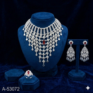 Indian Wedding Gold Tone Jewelry Set with Choker Necklace Dangle <b>Earrings</b> and Bracelet - Product Image 5