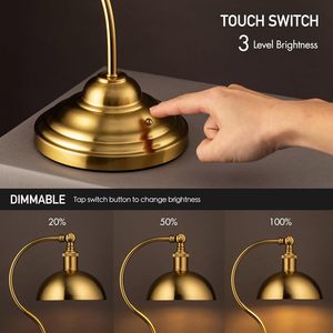 โคมไฟตั้งโต๊ะ LED แบบชาร์จไร้สาย สีทองเหลืองโบราณ พร้อมพอร์ตชาร์จ USB-C ปรับความสว่างได้ 3 ระดับ ดีไซน์หัวโคมปรับหมุนได้ - Product Image 2